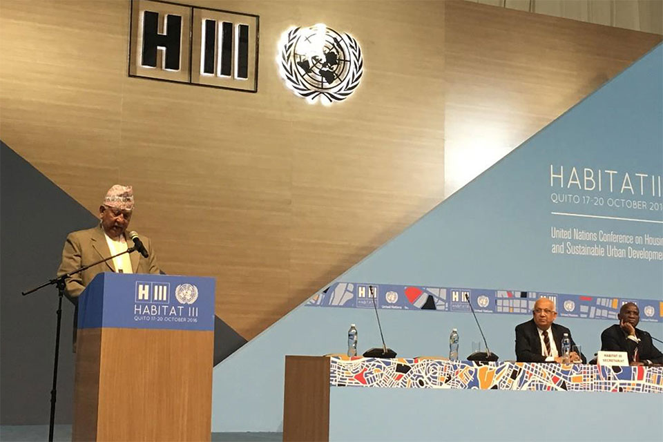 Minister KC addresses UN Conference on Housing and Sustainable Development