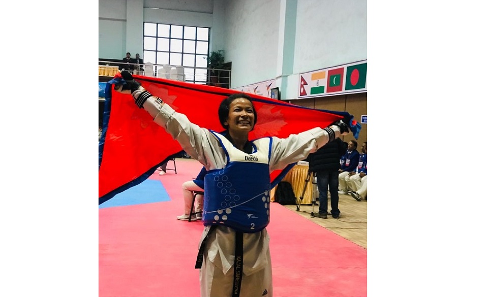 Kajal Shrestha clinches gold in Taekwondo