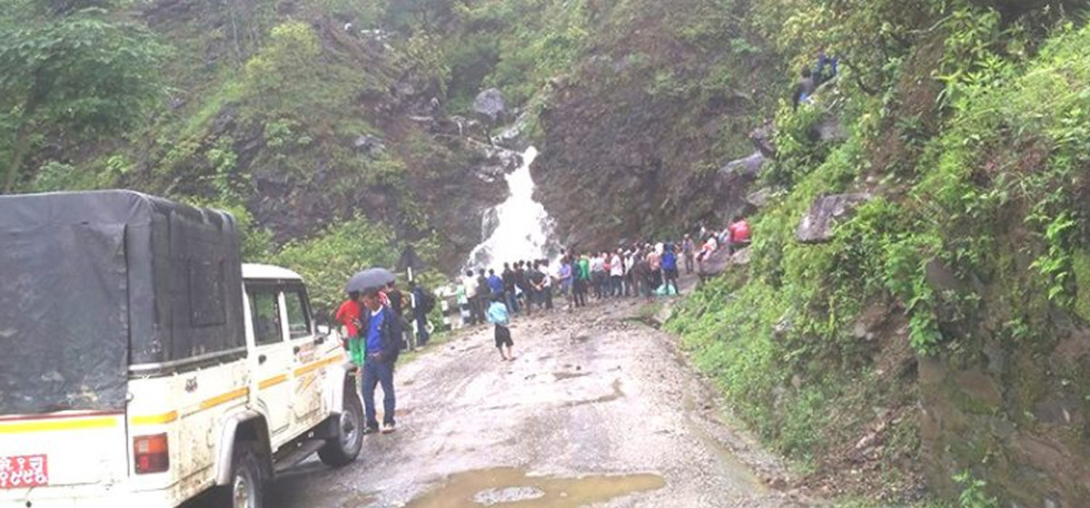 Karnali Highway obstructed due to landslides triggered by incessant rainfall