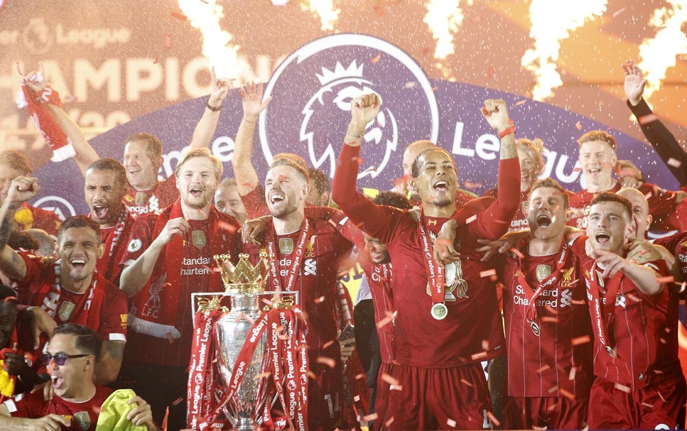 Liverpool celebrate long-awaited title in front of empty Kop