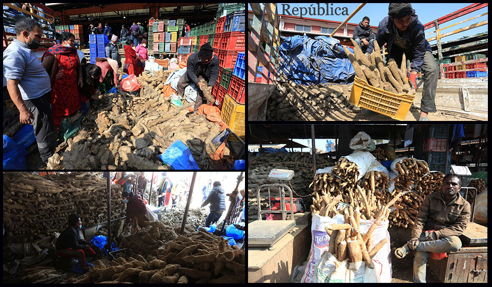 PHOTOS: People throng to Kalimati Fruits and Vegetable market to buy yams