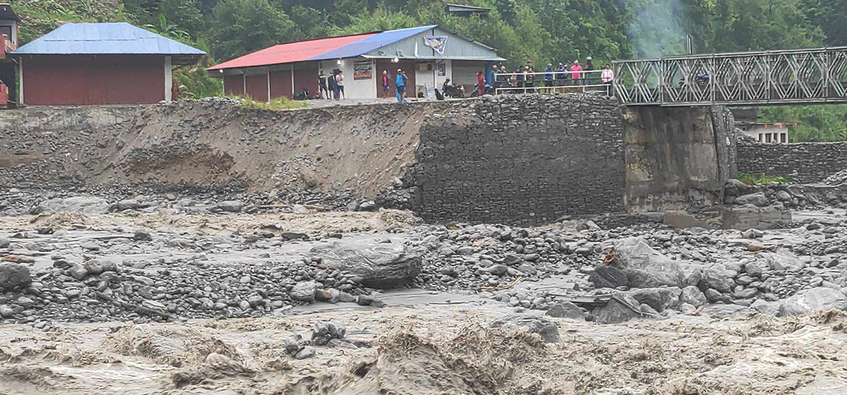 Flood blocks road to Melamchi Water Supply Project source