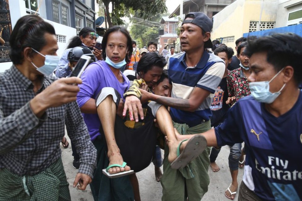 2 Myanmar protesters killed by police fire, several injured