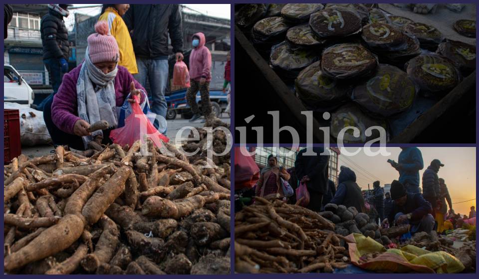 In Pictures: People throng vegetable market to buy yams, sweet potatoes for Maghe Sankranti