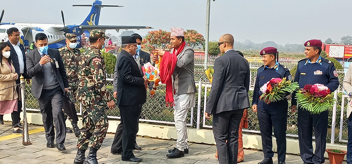 Prime Minister Dahal reaches his home district Chitwan