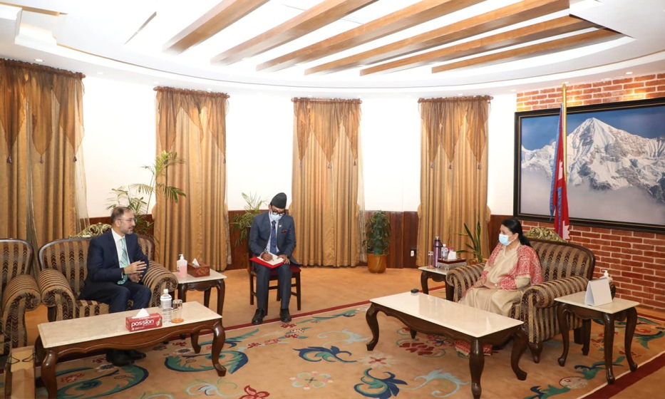 Pak envoy Shah pays a farewell call on President Bhandari