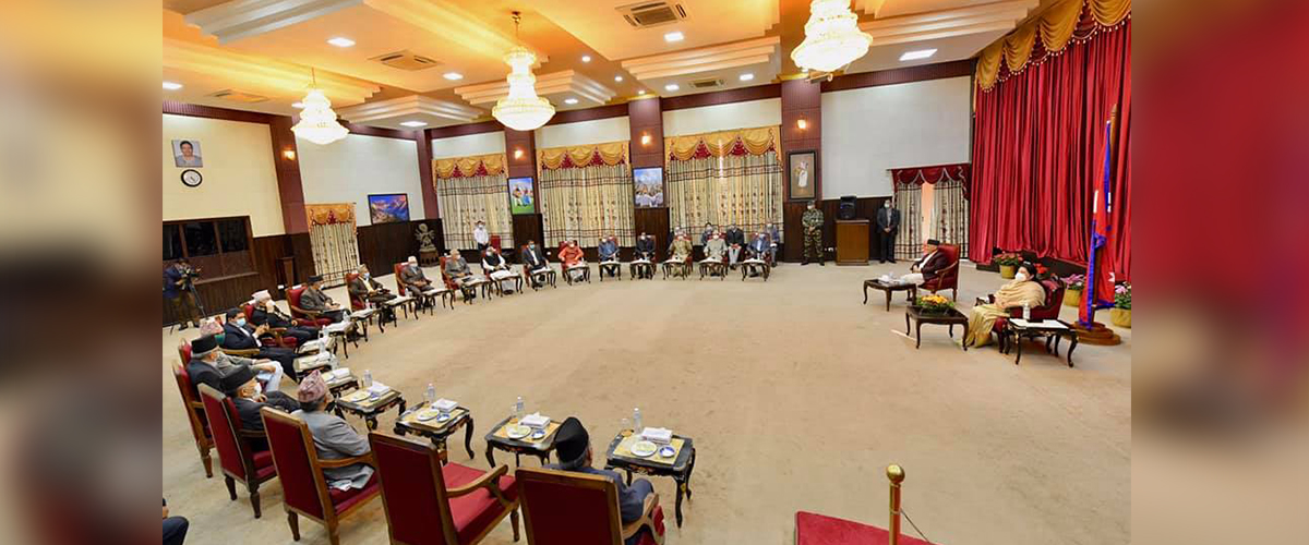 President Bhandari briefs top leaders of major political parties about her visit to Bangladesh