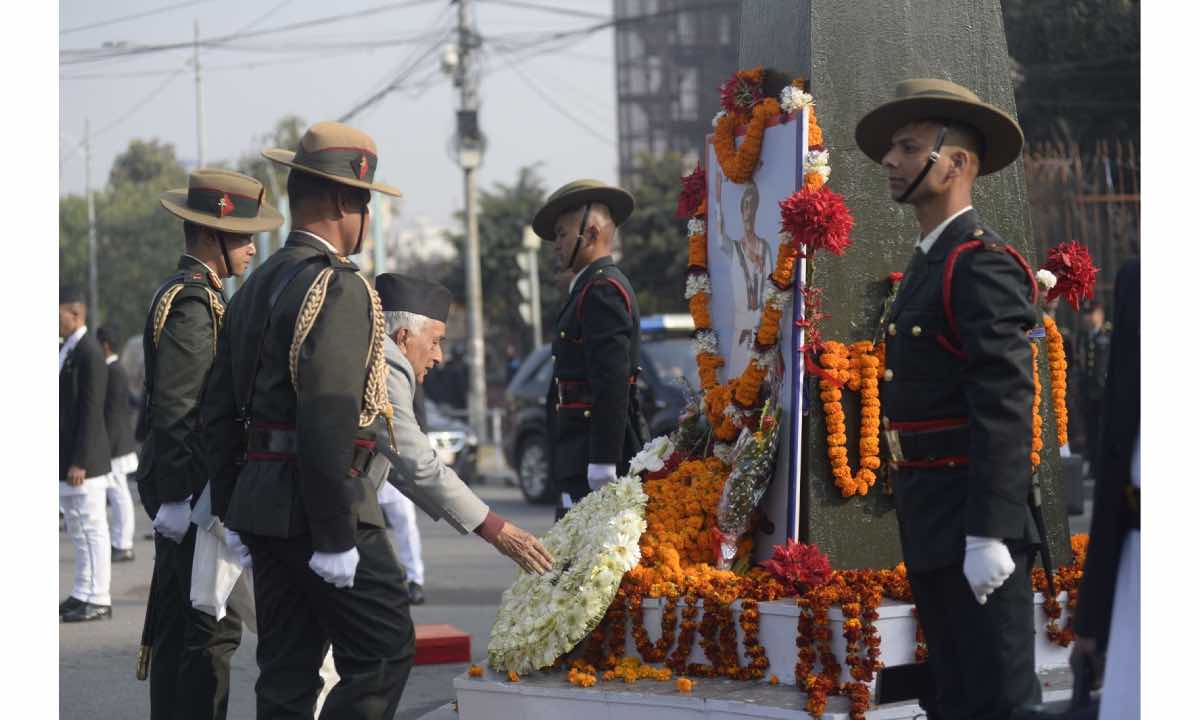 President Paudel lays wreath on statue of Prithvi Narayan Shah (In Pictures)