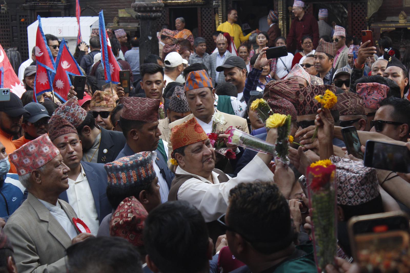 Former King Shah visits Patan Durbar Square (In Pictures)