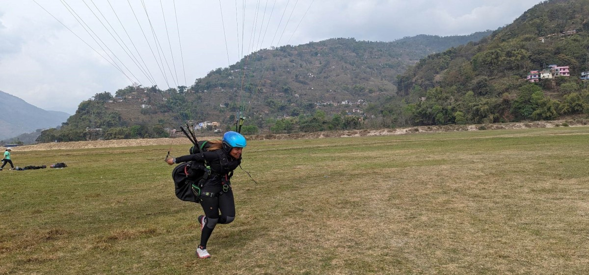Princess of Qatar takes paragliding training in Syangja