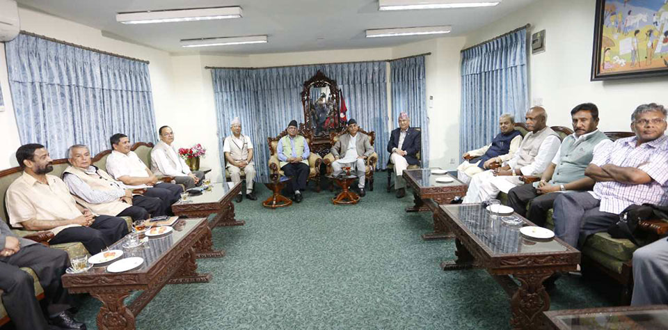 PM Deuba holding meeting with RJPN at Singha Durbar