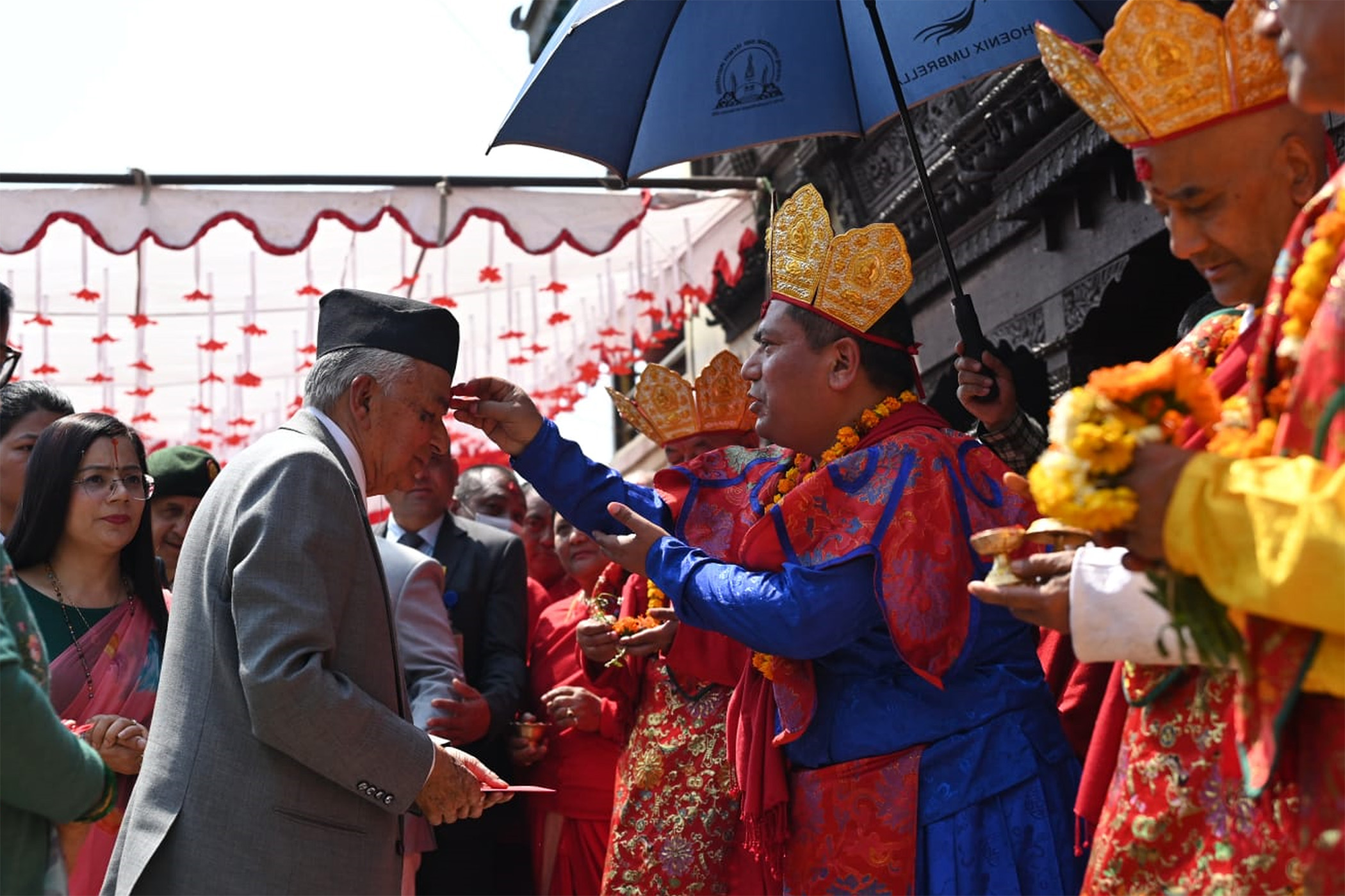 President Paudel performs consecration at Swayambhu Mahachaitya