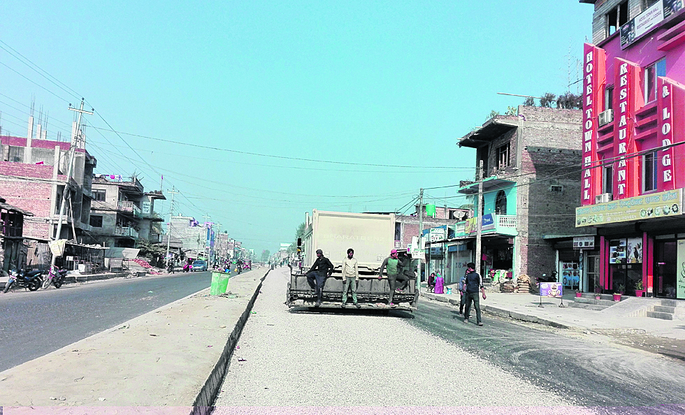 Four-lane road in Gaighat near completion