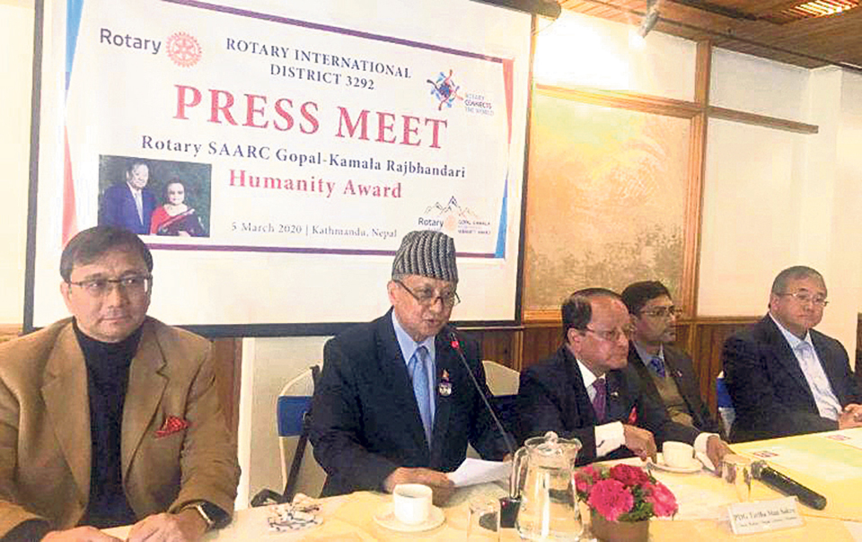 Applications open for Rotary SAARC Gopal-Kamala Rajbhandari Humanity Award