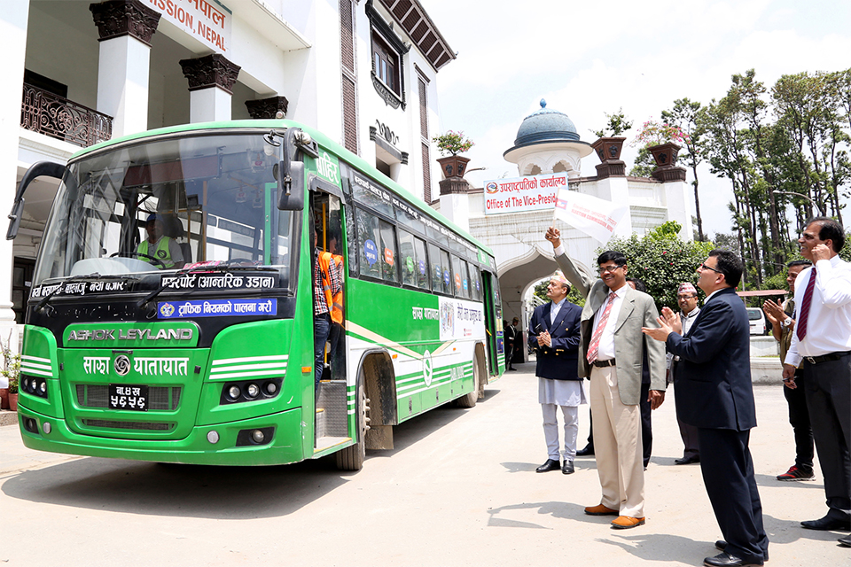 Sajha buses carrying messages of importance of civic vote in election