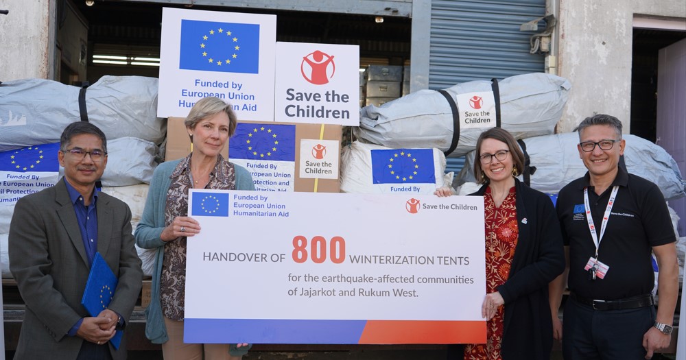 EU and Save the Children deliver 800 winter tents to quake-hit areas