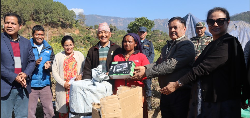 Minister Acharya hands over winterization tents for earthquake-affected areas in Jajarkot