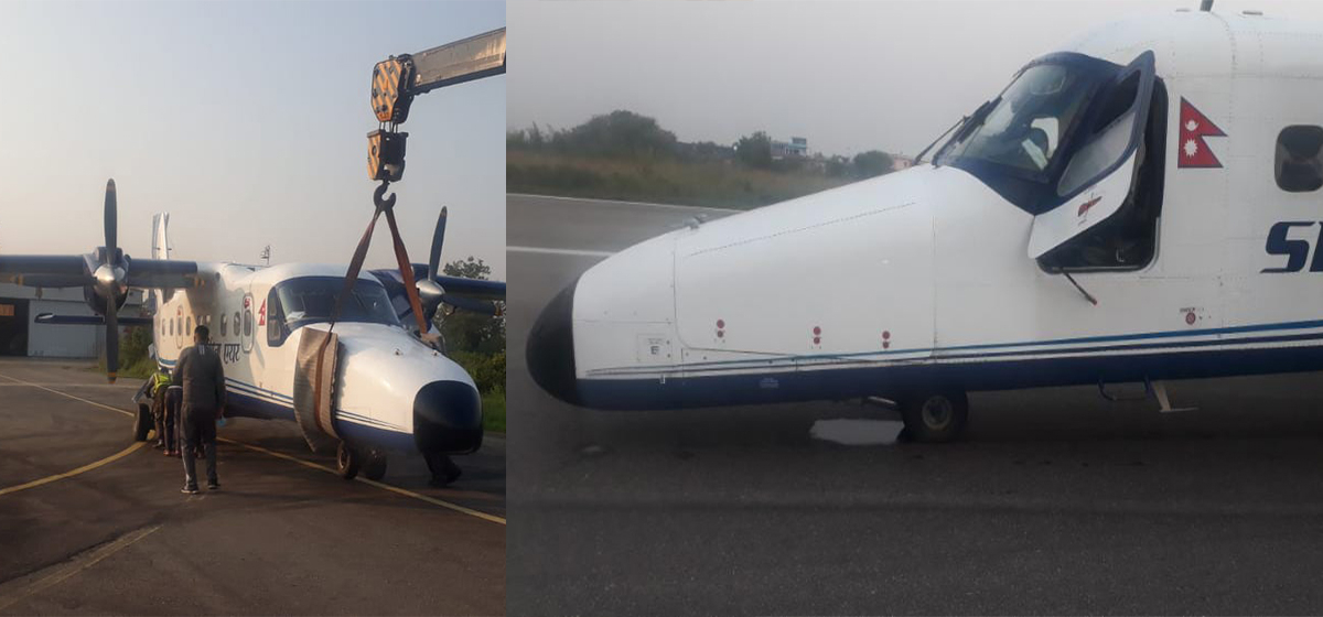 Aircraft belonging to Sita Air collides with boars, narrowly escapes a major accident