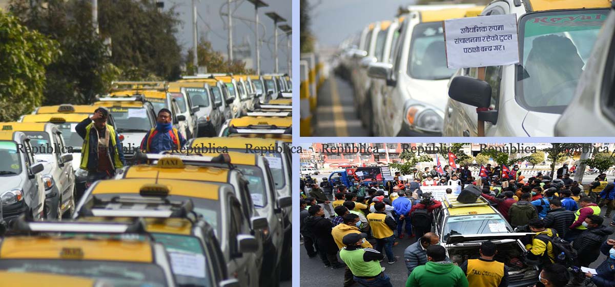 PHOTOS: Taxi entrepreneurs stage protest in capital, putting forward various demands