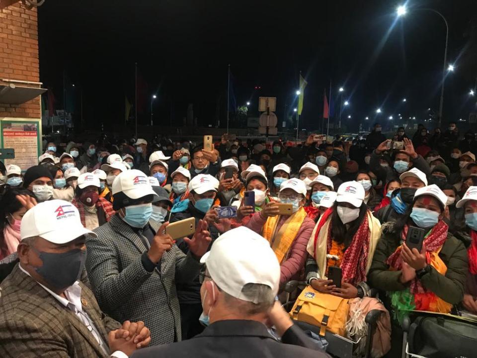 99 Nepali workers set out for Israel; labor minister, ambassador reach TIA to see them off