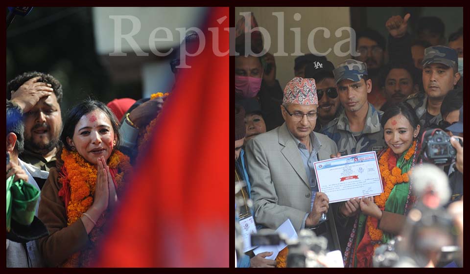 In Picture: Dr Toshima Karki celebrates her victory