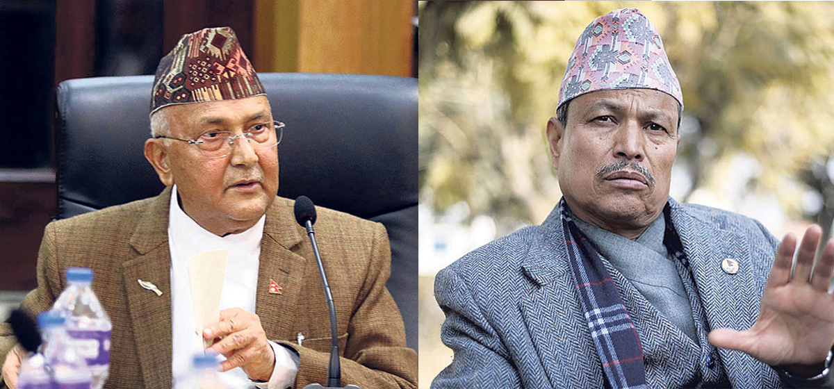 Chairman Oli persuades Rawal to give up his plan to contest for party president