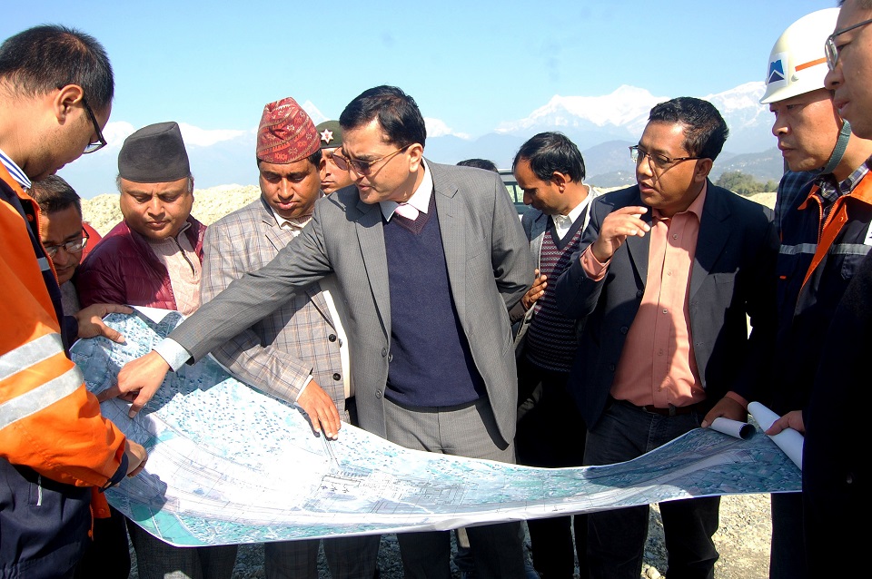 Minister Bhattarai inspects Pokhara airport