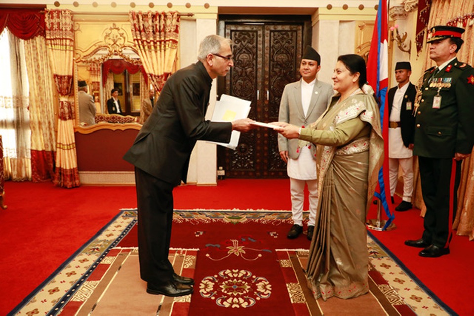 Newly appointed Indian Ambassador presents credentials to President Bhandari