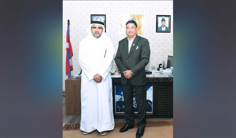Qatar envoy pays courtesy call on Tourism Minister Shrestha