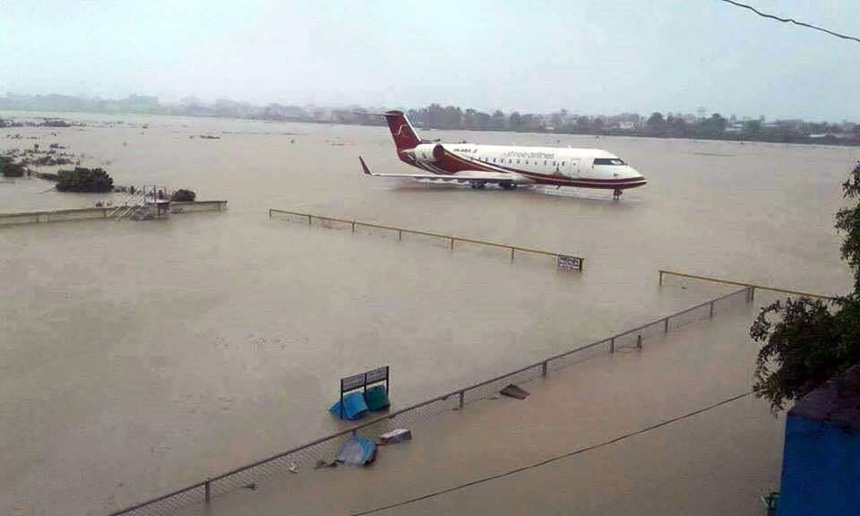 Heavy rainfall disrupts domestic flights, Biratnagar airport submerged