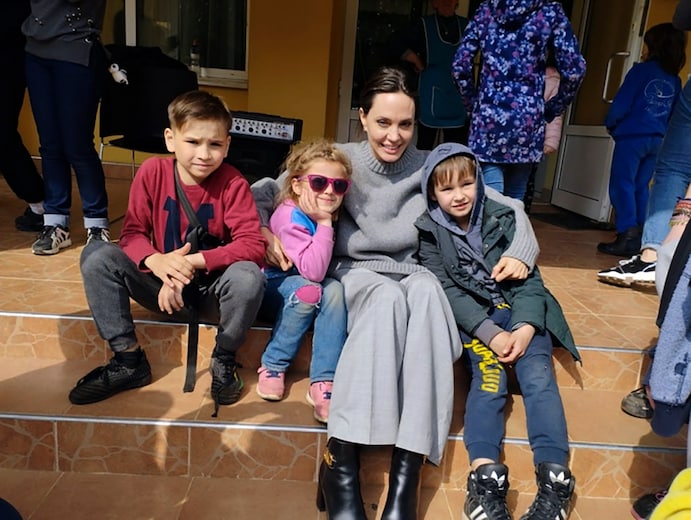 Angelina Jolie makes a surprise trip to Ukraine to visit children, refugees