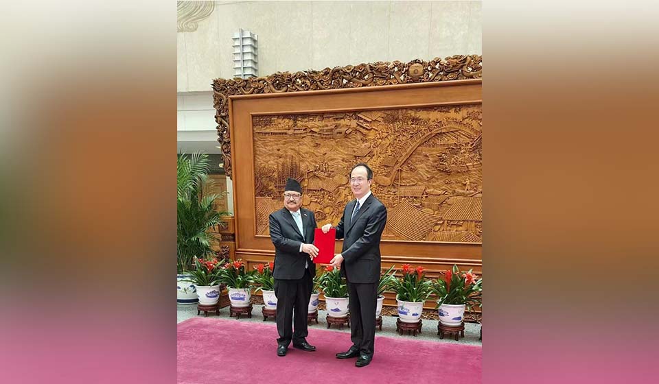 Nepal's envoy to China presents his credentials