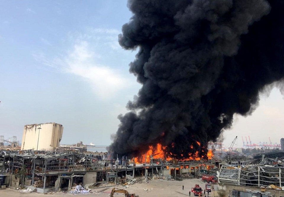 Large fire erupts in Beirut port area, a month after massive blast