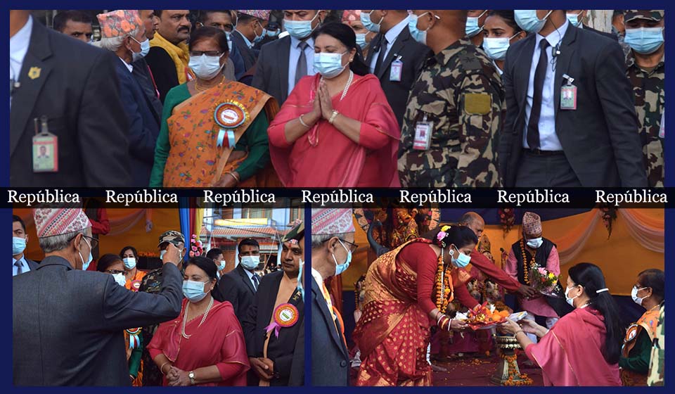 In Pictures: President Bhandari celebrates Chhath