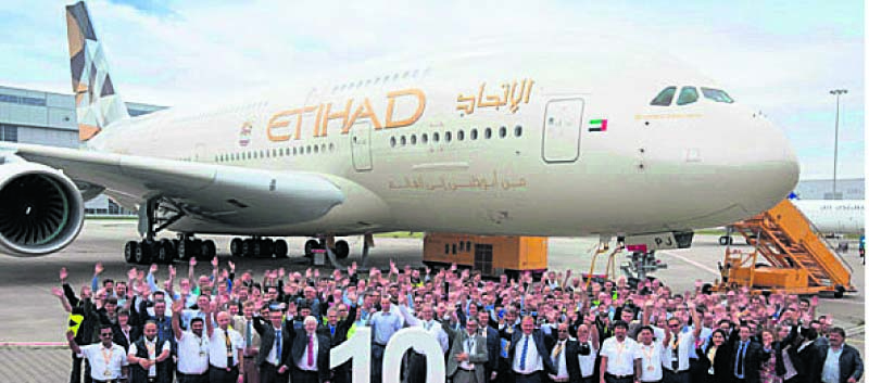 Etihad Airways welcomes 10th Airbus A380
