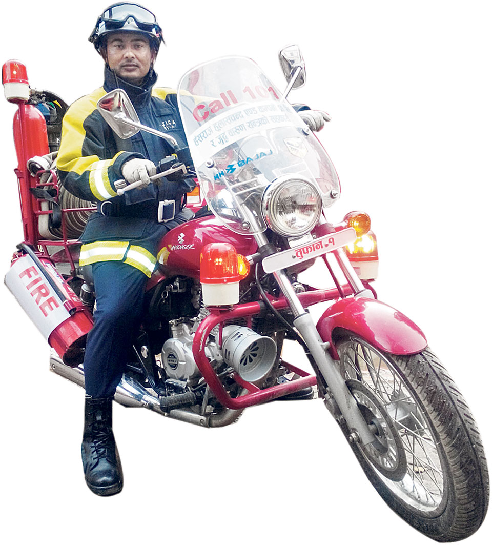 Man behind the fire motorbikes