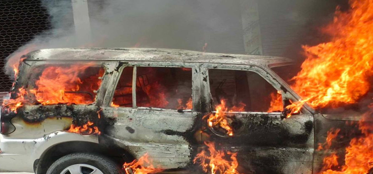 Students torch govt vehicle in Biratnagar