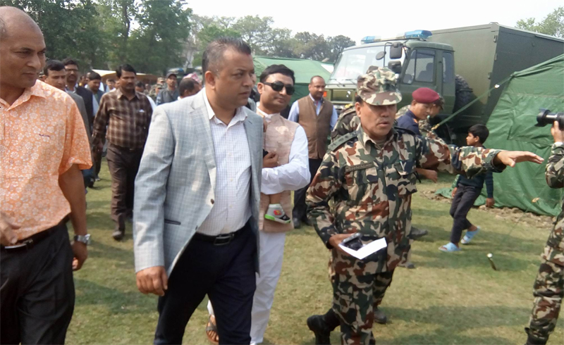 Health Minister Thapa observes health camp in Rauthat