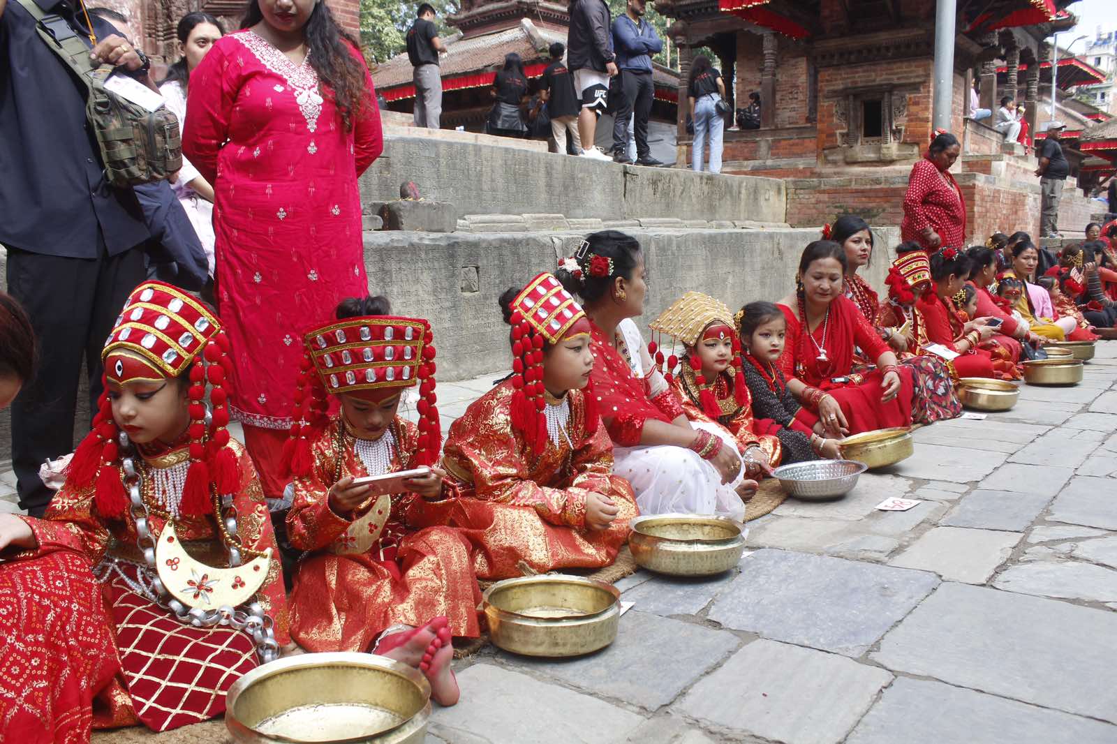 Mass Kumari Puja performed at Basantapur Durbar Square (In Pictures)