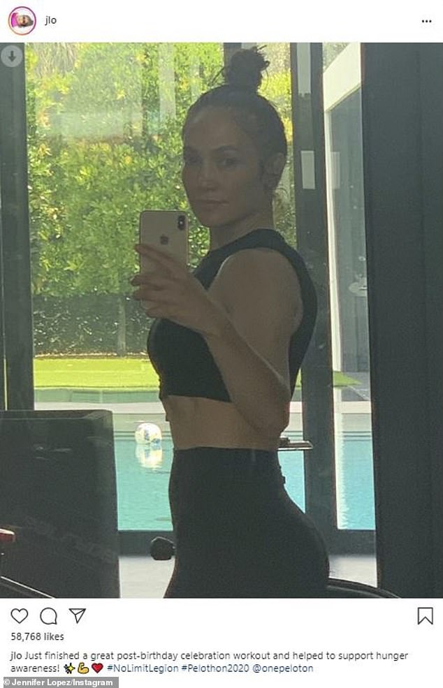 Jennifer Lopez shows off her fit figure in 51st birthday selfie