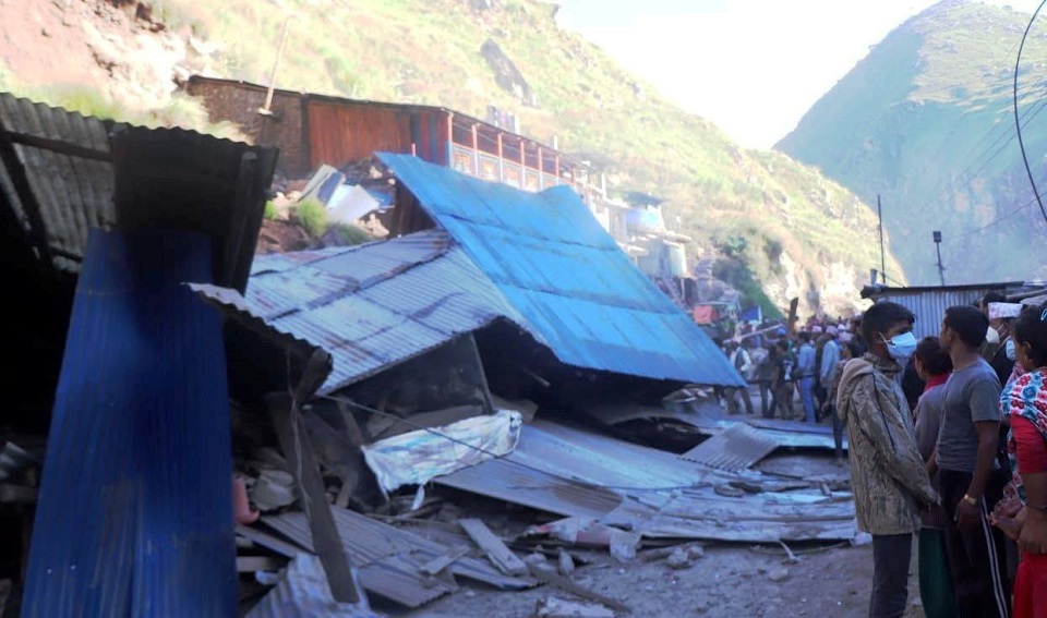 Five houses swept away by landslide in Kalikot