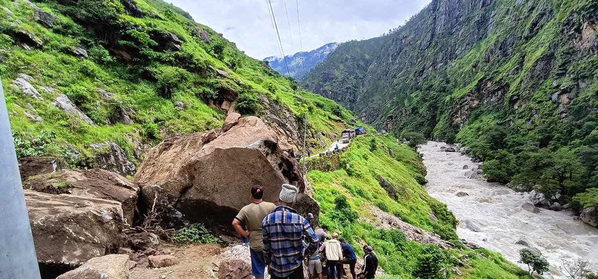 Commuters face hardship as Kalikot-Jumla road remains blocked for two days due to landslides