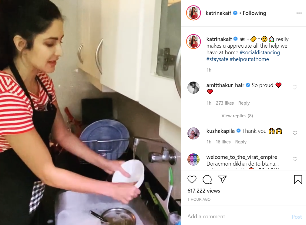 Katrina Kaif shares mini tutorial on how to wash dishes at home
