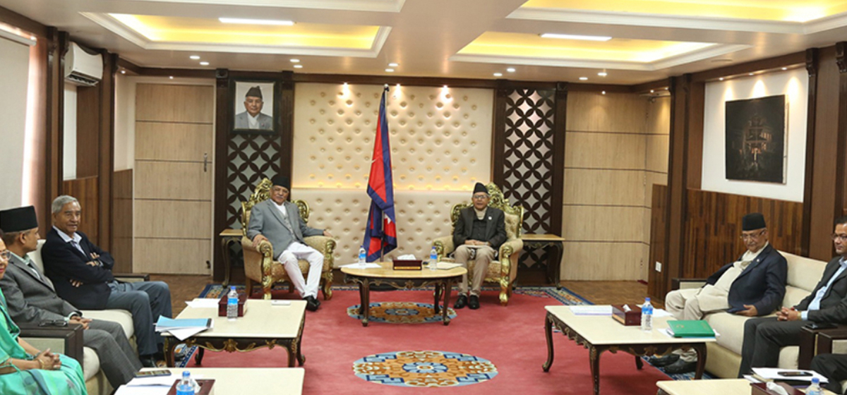 Speaker Ghimire holding talks with top leaders of three major parties including PM Dahal today