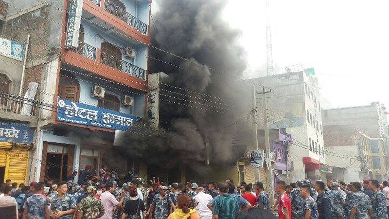 A big fire breaks out at Dhamboji, Nepalgunj