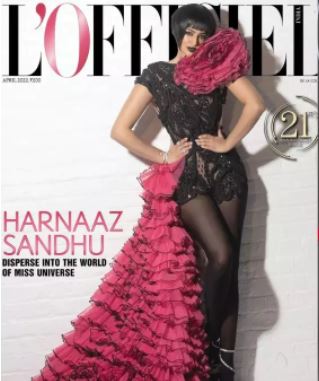 Harnaaz Kaur Sandhu on the cover of L'Officiel India and Metro Style
