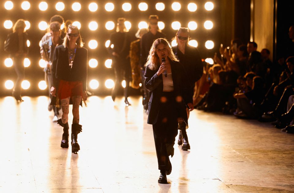 Celine closes Paris Fashion Week with bare-chested models and dazzling blazers