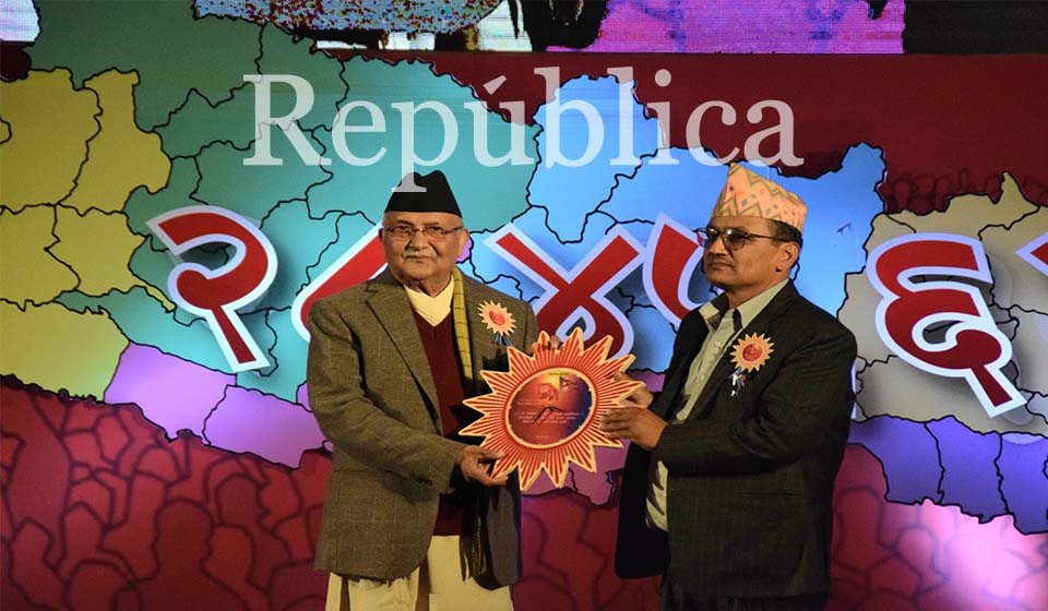UML Chairman Oli felicitated for getting highest number of votes (Photo Feature)