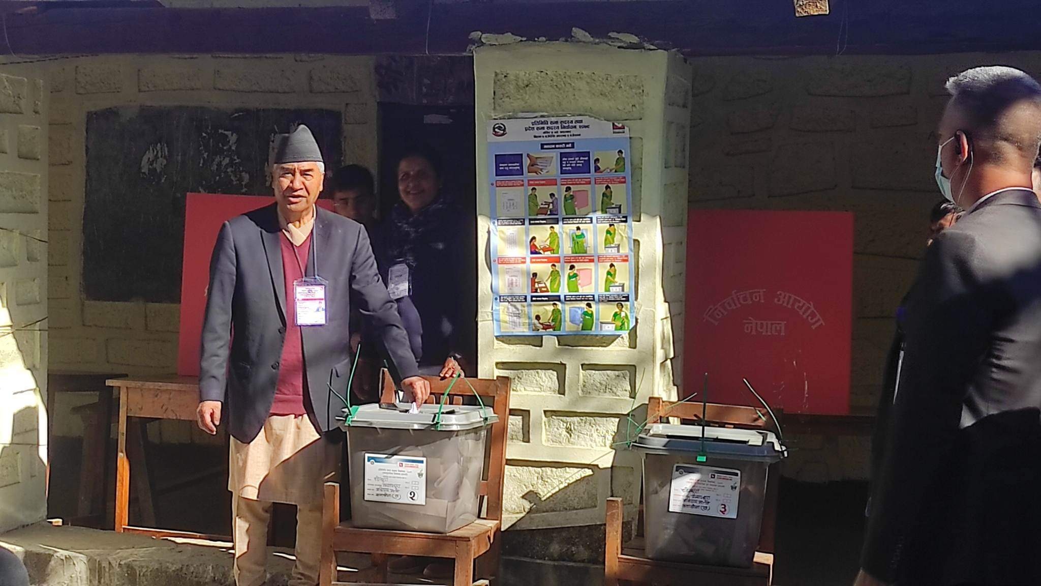 Prime Minister Deuba casts his vote from Dadeldhura