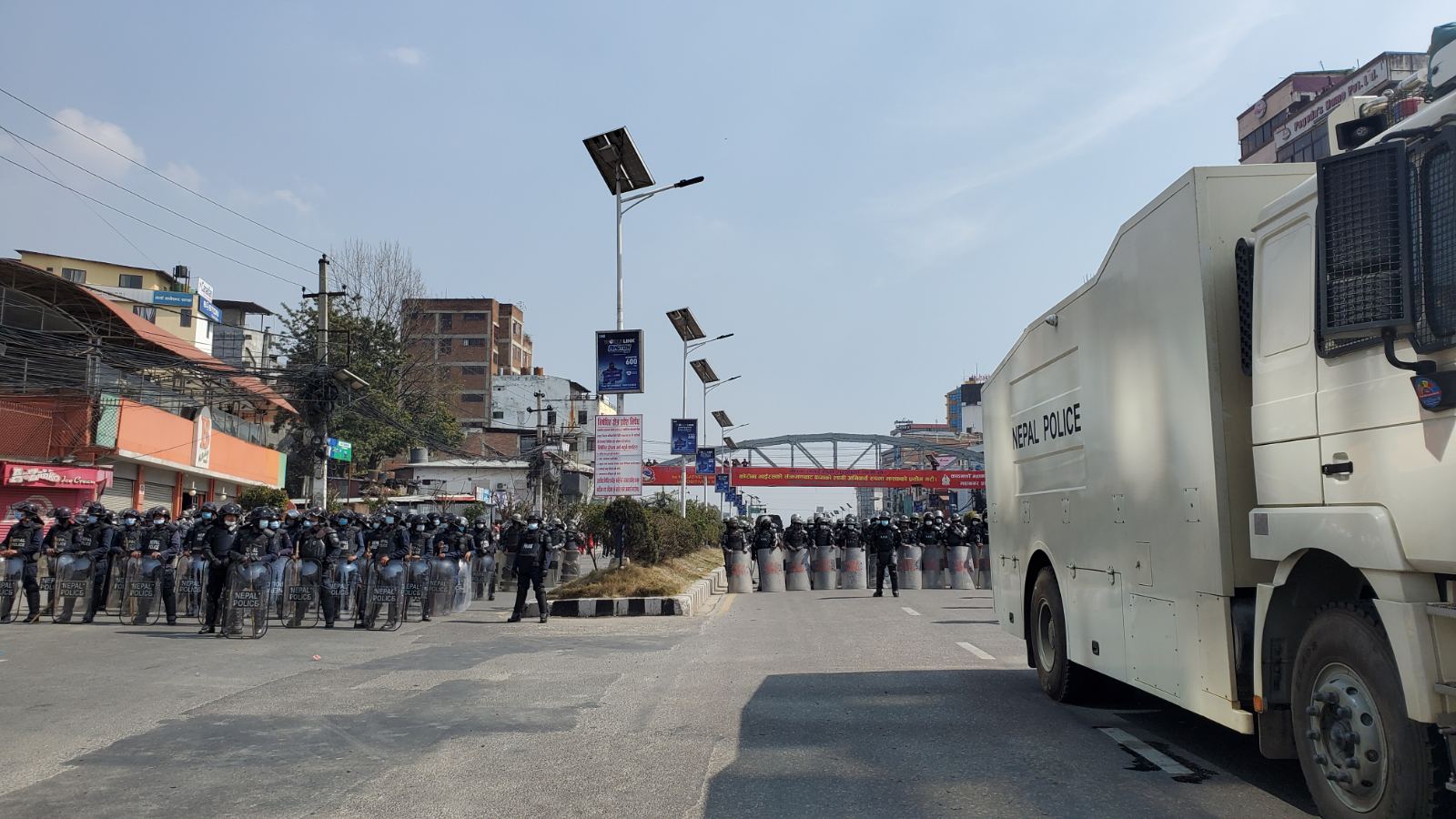 Large number of security personnel deployed from Maitighar to New Baneshwor